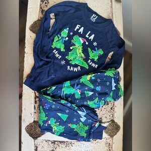 The Children's Place 3T Dinosaur Pajama Set - Navy and Green